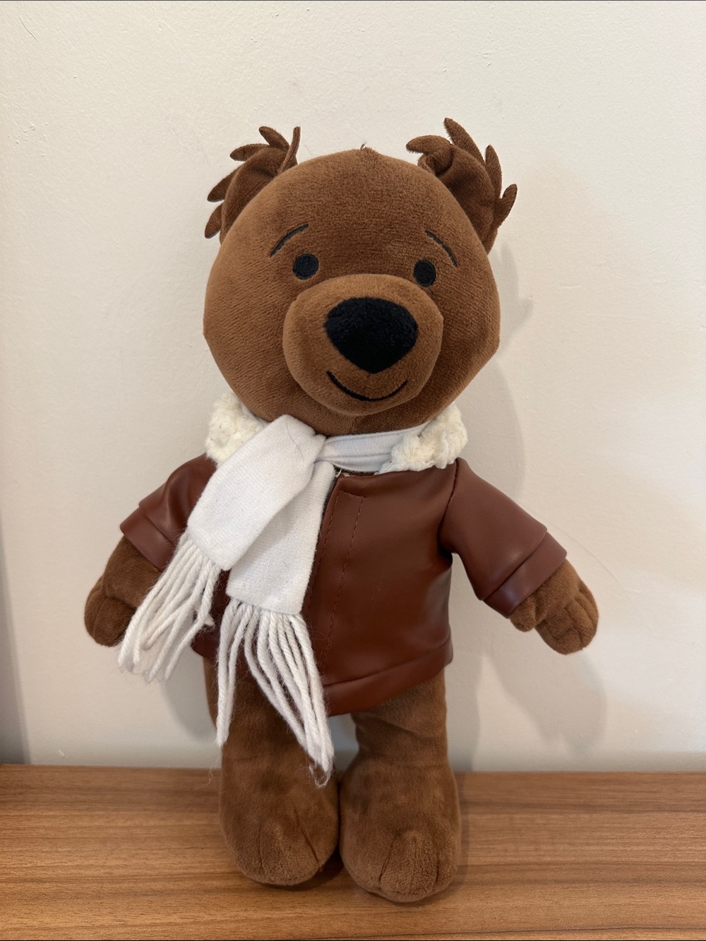 Adventure Ted ,Plush Brown Bear with White Scarf and Brown Jacket